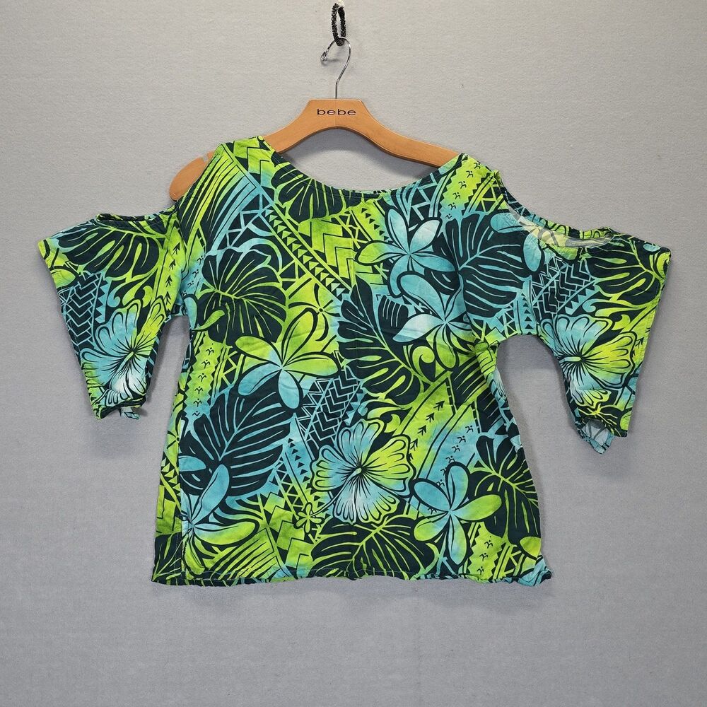 B-Dine Creations Multicolor Floral Cold Shoulder Blouse Top Women's Medium